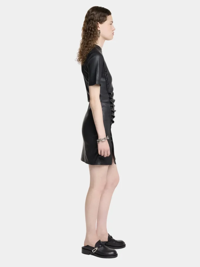 Rochie scurtă din piele de miel