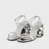 Sandale argintii cu tocuri disc Sparkle