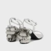 Sandale argintii cu tocuri disc Sparkle
