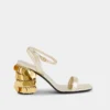 Sandale aurii cu tocuri disc Sparkle