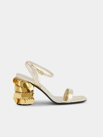 Sandale aurii cu tocuri disc Sparkle