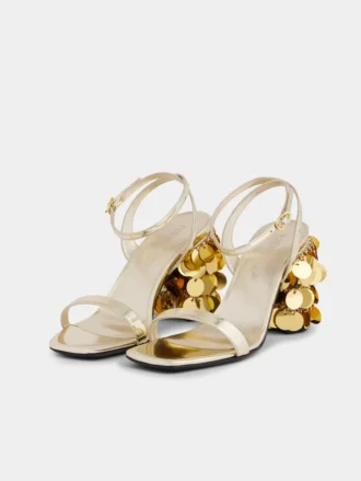 Sandale aurii cu tocuri disc Sparkle