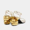 Sandale aurii cu tocuri disc Sparkle