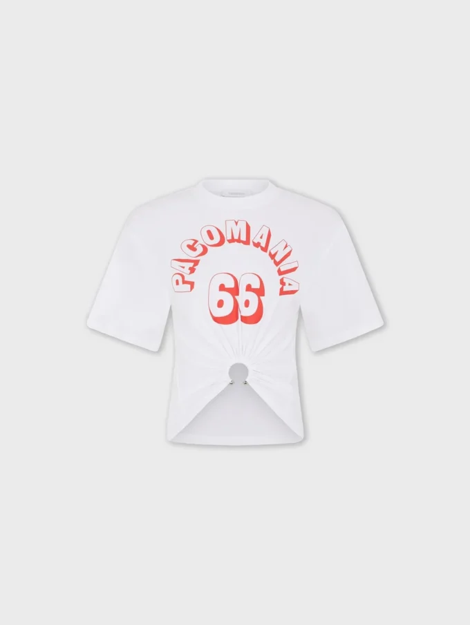 Tricou din bumbac imprimat cu detaliu piercing