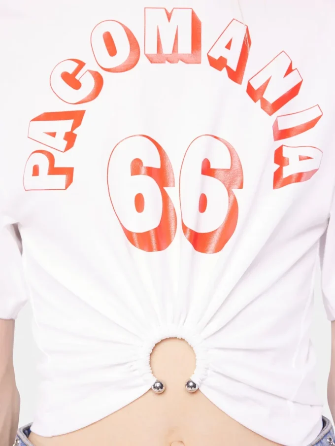 Tricou din bumbac imprimat cu detaliu piercing