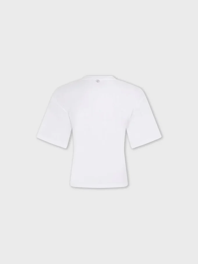 Tricou din bumbac imprimat cu detaliu piercing